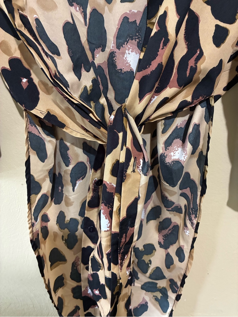Asymmetrical Leopard Print Women's Skirt in Tan - Picture 3 of 8